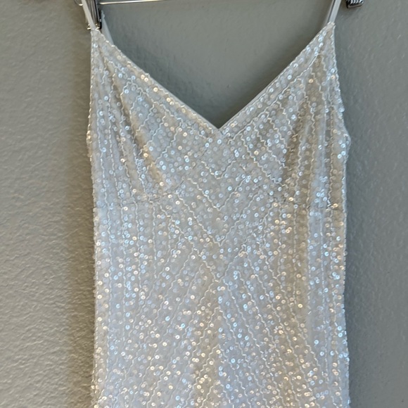 Adoring Devotion White Mesh Beaded Sequin Mermaid Maxi Dress - Picture 5 of 8
